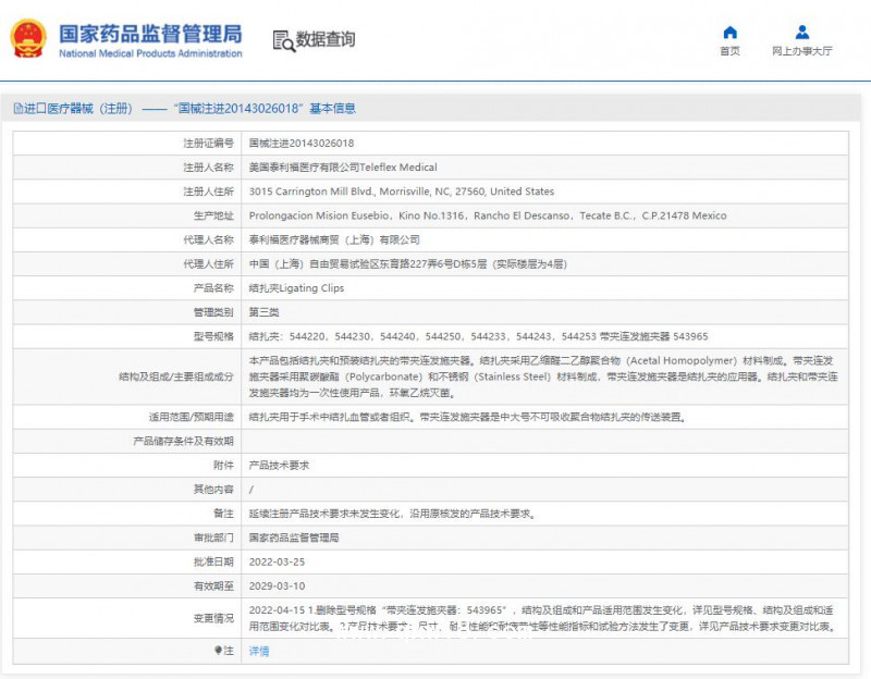泰利福結(jié)扎夾 544240