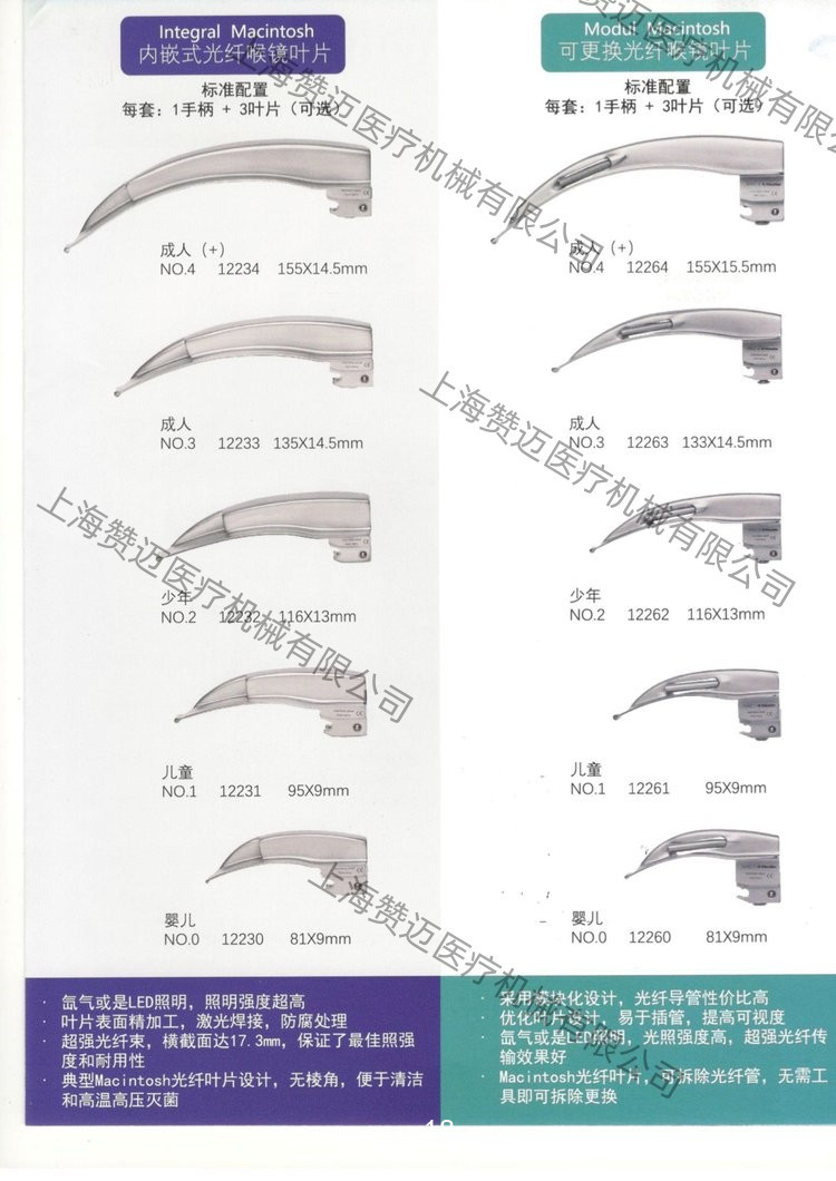 德國里斯特成人麻醉光纖喉鏡