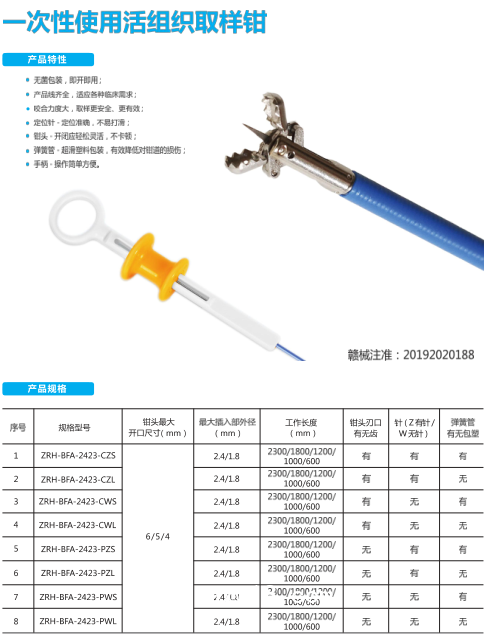 一次性使用活組織取樣鉗