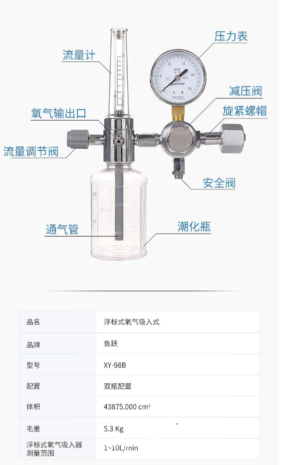 魚躍yuwell 浮標(biāo)式氧氣吸入器 XY-98B