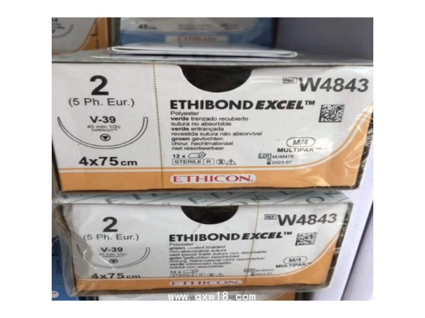 美國強生聚酯不可吸收縫線W4843